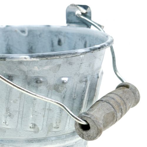 Floristik24 Zinken emmer met gevlochten patroon grijs Ø7cm H8cm 8st