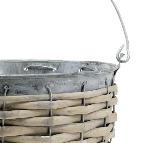 Floristik24 Zinkemmer met rieten Ø18cm H17cm