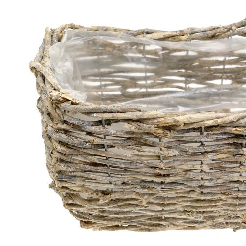 Artikel Rechthoekige plantenmand naturel white wash L33cm, set van 3