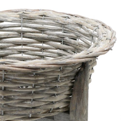Floristik24 Rieten schaal met houten onderstel grijs, gewassen wit Ø40cm