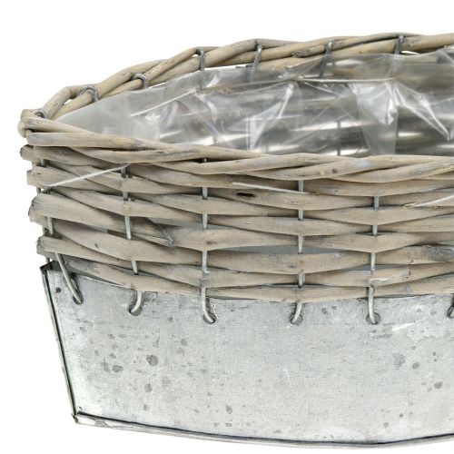Floristik24 Zinkboot met rieten 30,5 x 10,5 cm H12 cm