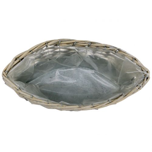 Floristik24 Zinkboot met rieten 30,5 x 10,5 cm H12 cm