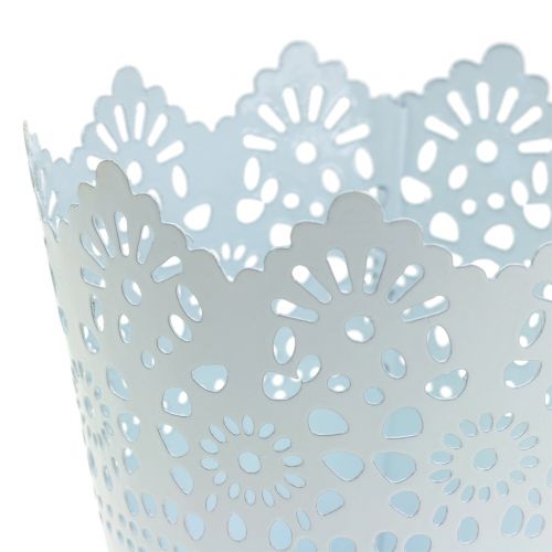 Floristik24 Zinkpot met spitse rand wit Ø12cm H10cm