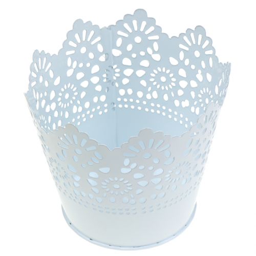 Floristik24 Zinkpot met spitse rand wit Ø12cm H10cm
