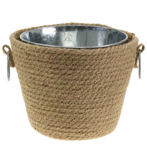 Floristik24 Zinkpot met jute plantenbak Ø13cm H12cm