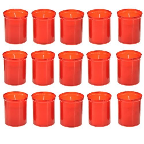 Artikel Navulkaarsen voor graflichten rood H6,5cm 22h 15st