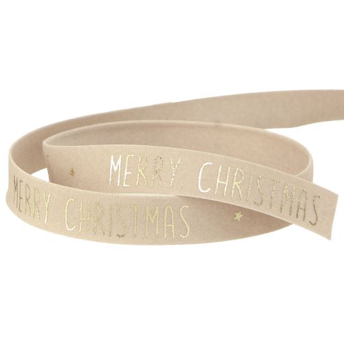 Floristik24 Natuurlijk fluwelen kerstlint met &#39;Merry Christmas&#39; in goud breed 15mm lengte 5m