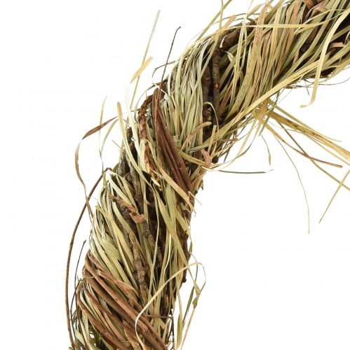 Artikel Natuurlijke wijnrankenkrans met decoratieve hooikrans Ø29cm 2st
