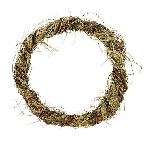 Artikel Natuurlijke wijnrankenkrans met decoratieve hooikrans Ø29cm 2st
