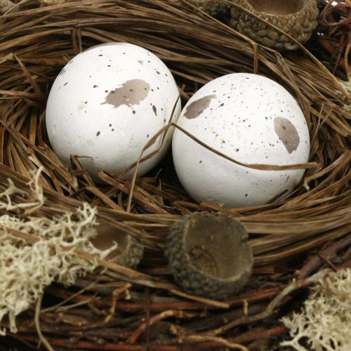 Floristik24 Paasnest met eieren kunst natuur, wit Paastafeldecoratie Ø19cm