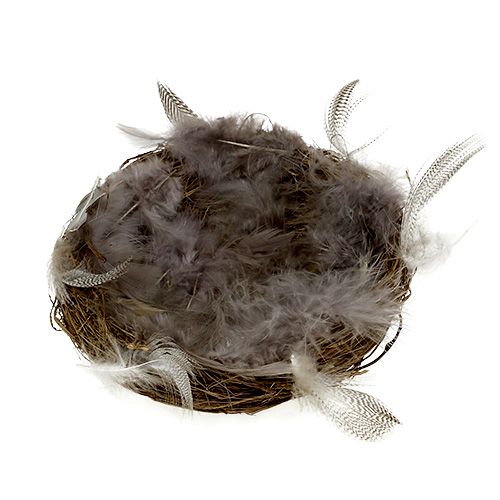 Floristik24 Nest met veren 15cm naturel 4st