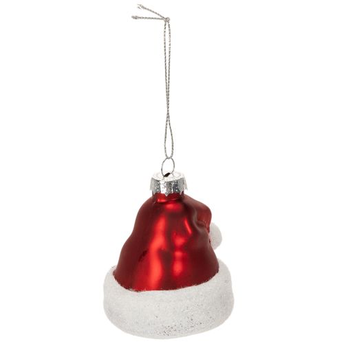 Kerstbal met kerstmuts van glas, 8 cm, 6 stuks | Floristik24.nl