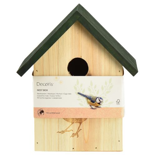 Artikel Nestkast pimpelmees vogelhuis hout naturel groen H20,5cm