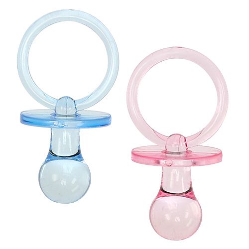 Deco fopspeen blauw, roze assorti 7cm 8p