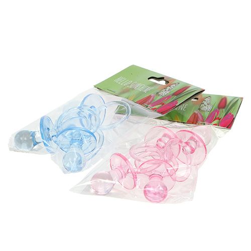 Floristik24 Deco fopspeen blauw, roze assorti 7cm 8p