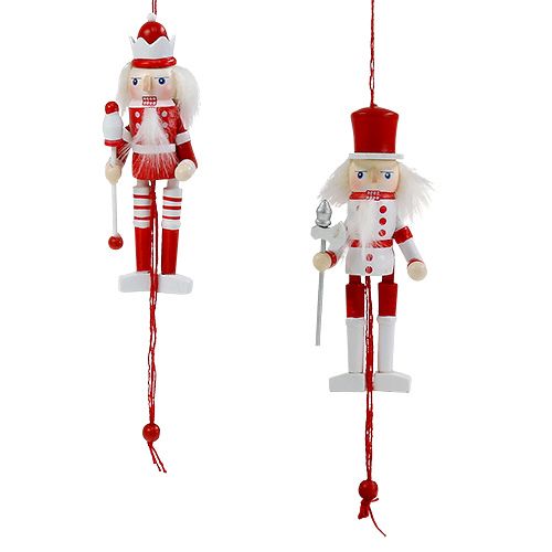 Notenkraker figuur rood, wit 12,5cm