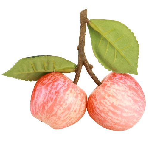 Artikel Fruitdecoratie appel kunst 2 rode appels op tak 13cm 3st