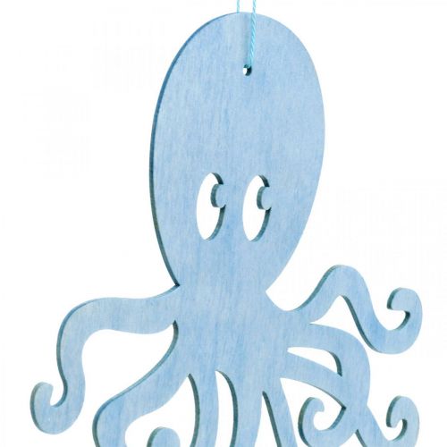 Artikel Octopus om op te hangen blauwe, witte houten octopus Maritieme zomerdecoratie 8st