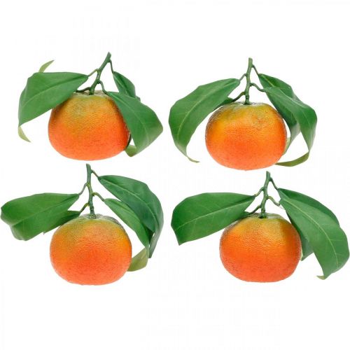 Floristik24 Decoratief fruit, sinaasappels met bladeren, kunstvruchten H9cm Ø6,5cm 4st