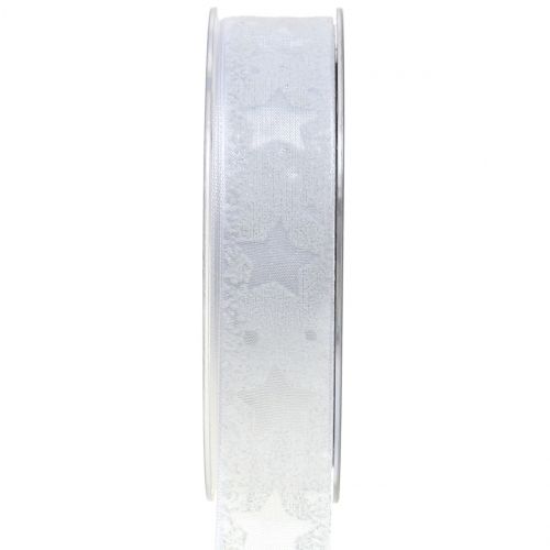 Organza lint met stermotief wit 25mm 15m | Floristik24.nl