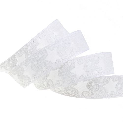 Organza lint met stermotief wit 25mm 15m | Floristik24.nl