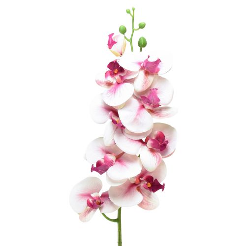 Orchidee Phalaenopsis kunst 9 bloemen wit fuchsia 96cm