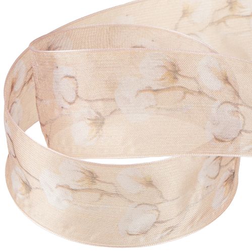 Artikel Organza lint katoen bloemen decoratief lint roze 40mm 15m