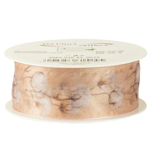 Artikel Organza lint katoen bloemen decoratief lint roze 40mm 15m