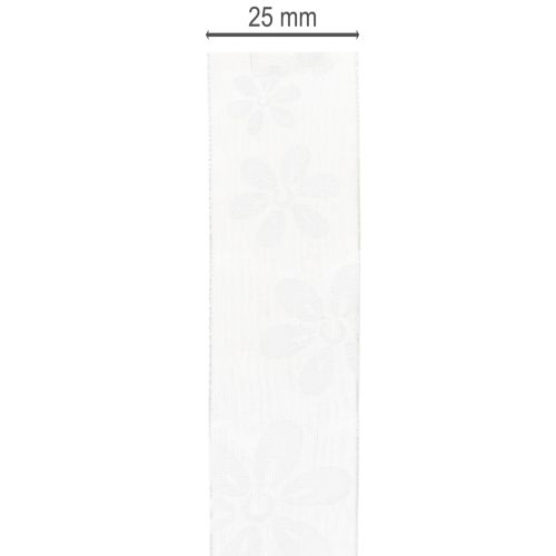 Artikel Organza lint, bloemenmotief, cadeaulint, groen, 25 mm, 18 m