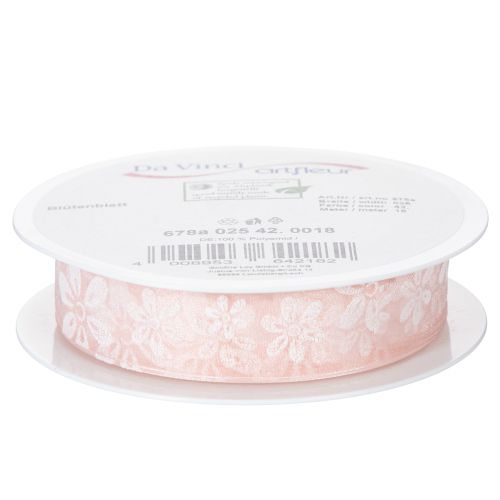Artikel Organza lint, bloemen cadeaulint, roze, 25 mm, 18 m