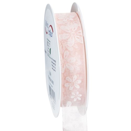 Floristik24 Organza lint, bloemen cadeaulint, roze, 25 mm, 18 m