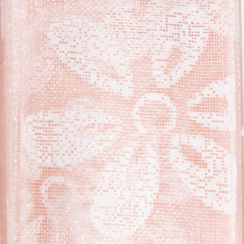 Artikel Organza lint, bloemen cadeaulint, roze, 25 mm, 18 m