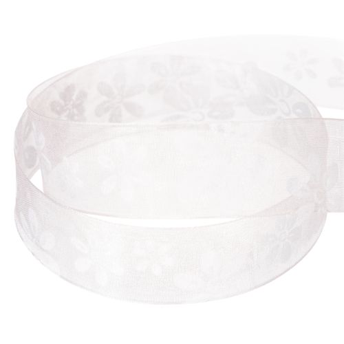 Artikel Organza lint, bloemen cadeaulint, roze, 25 mm, 18 m