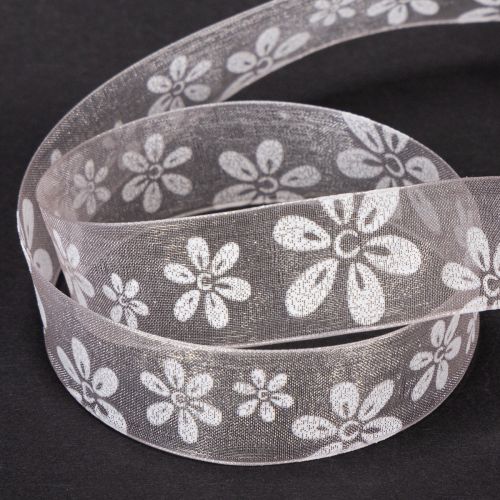 Artikel Organza lint, bloemen cadeaulint, roze, 25 mm, 18 m