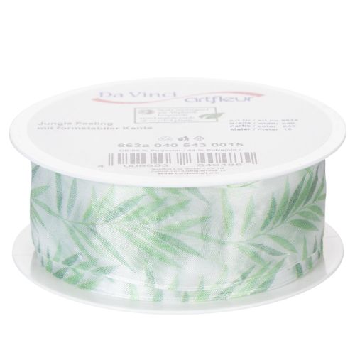 Artikel Organzalint, chiffonlint, groen plantenlint, 40 mm x 15 m