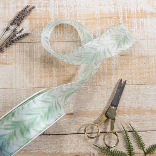 Artikel Organzalint, chiffonlint, groen plantenlint, 40 mm x 15 m