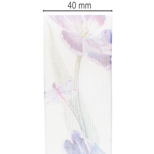Artikel Organza lint, chiffon lint, papegaaitulpen, paars, 40 mm, 18 m