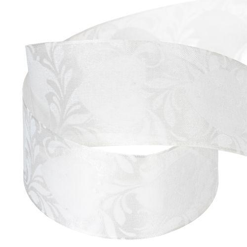 Artikel Organza lint, crèmekleurig, decoratief lint met hartjes, 40 mm breed, 15 m lang