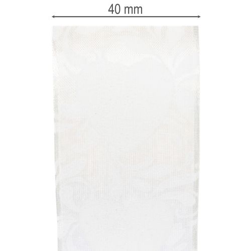 Artikel Organza lint, crèmekleurig, decoratief lint met hartjes, 40 mm breed, 15 m lang