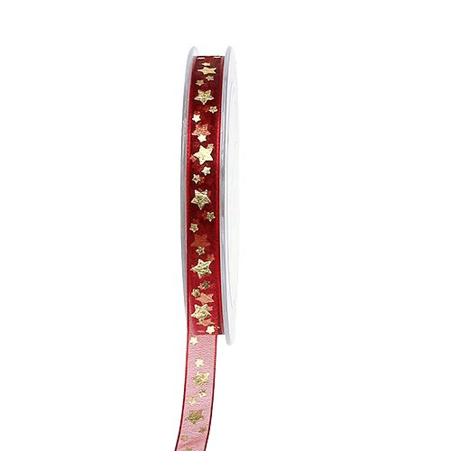 Artikel Organzalint donkerrood met sterren 15mm 20m