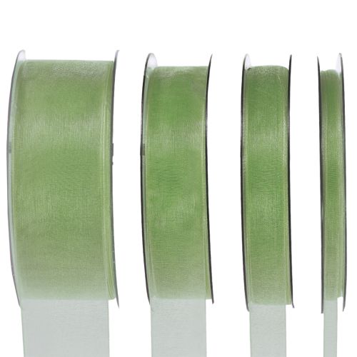 Organza lint cadeaulint met zelfkant limoengroen 50m