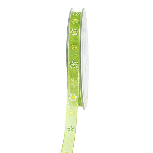 Floristik24 Organza lint groen met patroon 10mm 20m