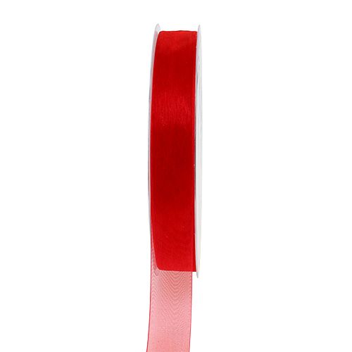 Artikel Organza lint met zelfkant 1,5cm 50m rood