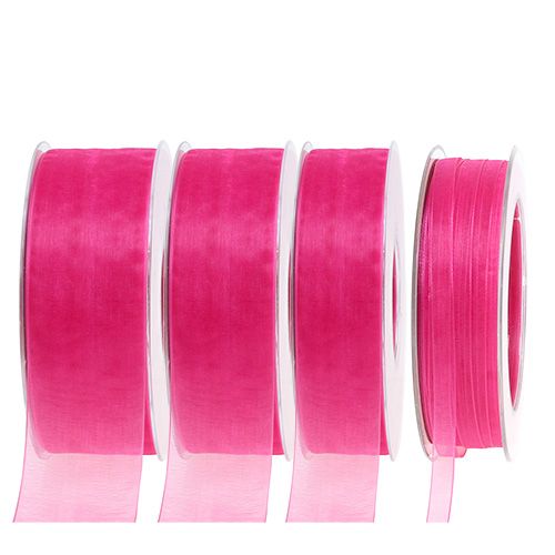 Organza lint met zelfkant 50m roze