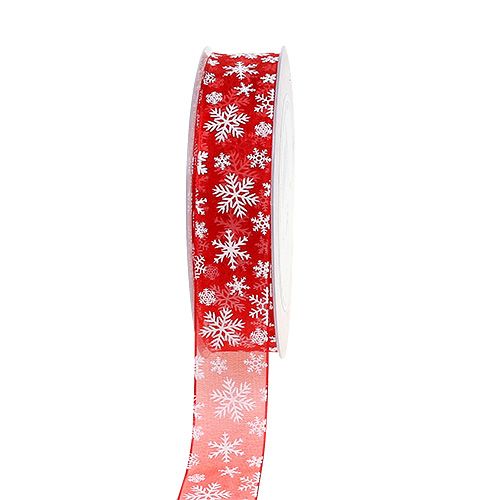 Floristik24 Organza lint kerst rood 25mm 20m