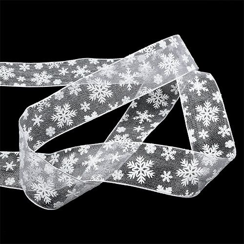 Floristik24 Organza lint kerst wit 25mm 20m