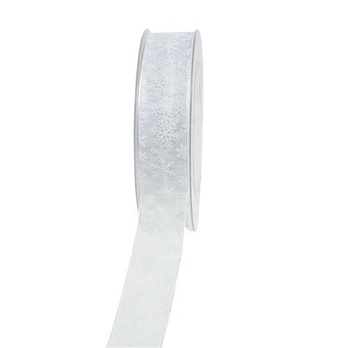 Floristik24 Organza lint kerst wit 25mm 20m