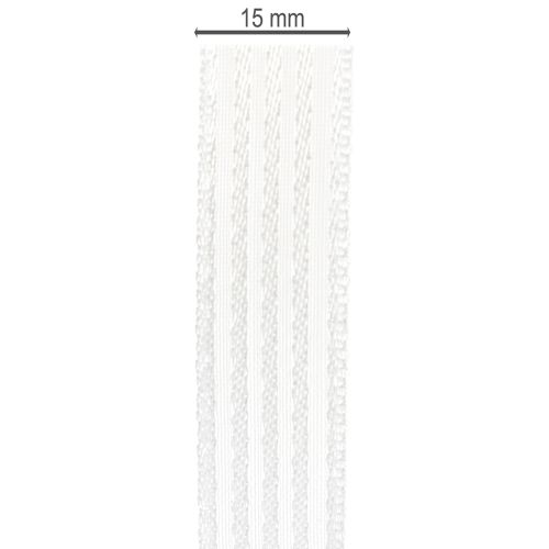 Artikel Organza lint met strepen, cadeaulint, wit, 15 mm, 20 m