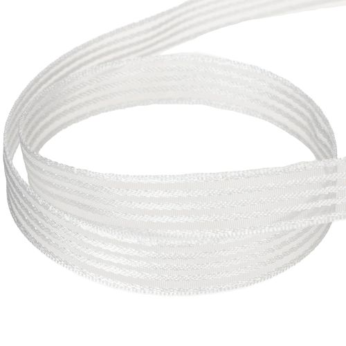 Artikel Organza lint met strepen, cadeaulint, wit, 15 mm, 20 m