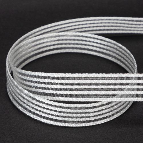 Artikel Organza lint met strepen, cadeaulint, wit, 15 mm, 20 m